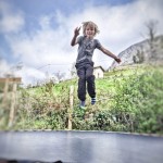 Trampolining in the privacy of the garden